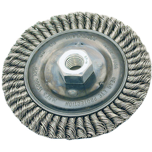Stringer Bead Brush, 4" Dia., 0.022" Fill, 5/8"-11 Arbor, Steel Distribution Jean Lapalme