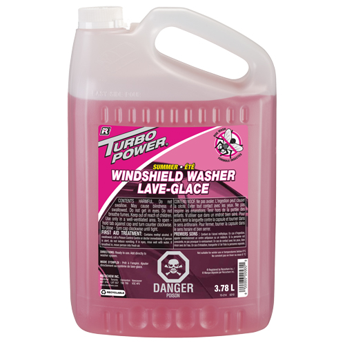 Liquide lave-glace d'&eacute;t&eacute; Turbo Power avec nettoyant pour taches d'insectes, Cruche, 3,78 L Distribution Jean Lapalme