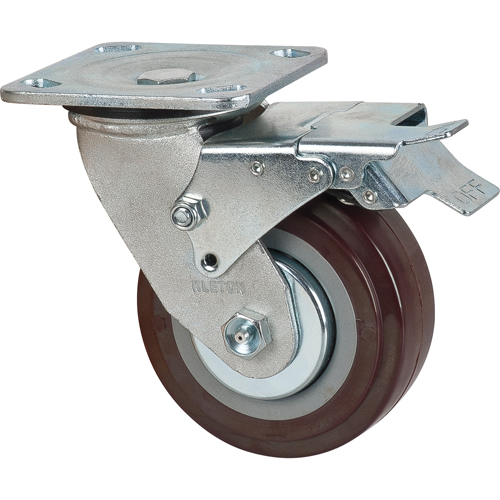Roulette, Pivotant avec frein, 5" (127 mm), Polyur&eacute;thane, 650 lb (294 kg) Distribution Jean Lapalme