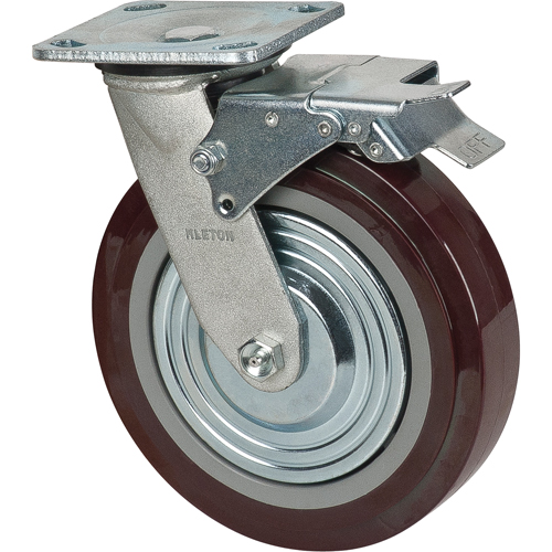 Roulette, Pivotant avec frein, 8" (203,2 mm), Polyur&eacute;thane, 1000 lb (453,6 kg) Distribution Jean Lapalme