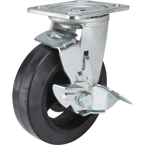 Mold-on Caster, Swivel with Brake, 6" (152.4 mm), Rubber, 550 lbs. (249 kg.) Distribution Jean Lapalme