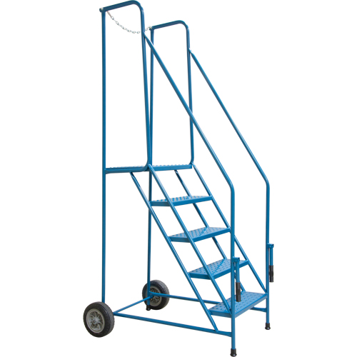 Trailer Access Rolling Ladder with Rails, 4 Steps, 22" Step Width, 37" Platform Height, Steel Distribution Jean Lapalme