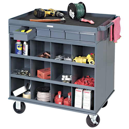 Poste de travail &agrave; deux c&ocirc;t&eacute;s mobile et robuste, 1200 lb Capacit&eacute;, Acier, 34" x la, 34" x ha, 24" p, Enti&egrave;rement soud&eacute;, 6 tirroirs Distribution Jean Lapalme