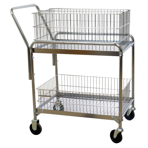 Chariot de bureau en treillis m&eacute;tallique pour le courrier, 200 lb Capacit&eacute;, Chrome, 20" p x 33" la x 37-1/2" h, Chrom&eacute; Distribution Jean Lapalme