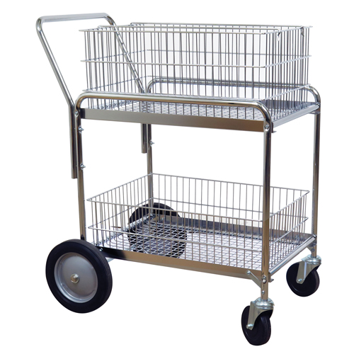 Chariot de bureau en treillis m&eacute;tallique pour le courrier, 200 lb Capacit&eacute;, Chrome, 23-3/4" p x 33-1/2" la x 38-1/4" h, Chrom&eacute; Distribution Jean Lapalme