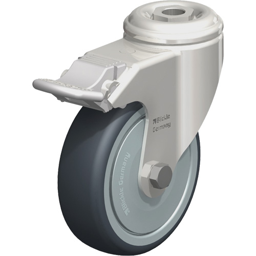 Stainless Steel Thermoplastic Elastomer Caster, Swivel with Brake, 4" (102 mm) Dia., 240 lbs. (108 kg.) Capacity Distribution Jean Lapalme