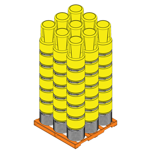 Baril emboîtable en poly&eacute;thyl&egrave;ne, 14 gal. US (11,7 gal. imp.), Dessus ouvert, Jaune Distribution Jean Lapalme
