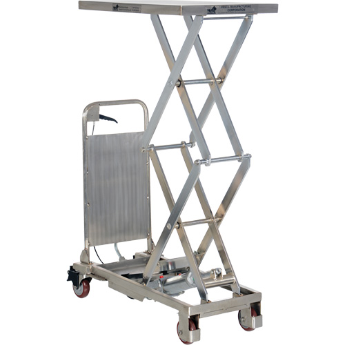 Table &eacute;l&eacute;vatrice hydraulique manuelle &agrave; ciseaux, 27-1/2" lo x 17-3/4" la, Partiellement en acier inoxydable, Capacit&eacute; 220 lb Distribution Jean Lapalme