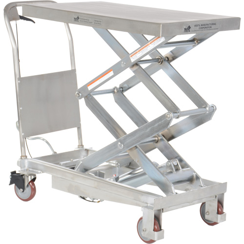 Manual Hydraulic Scissor Lift Table, 35-1/2" L x 20" W, Partial Stainless Steel, 800 lbs. Capacity Distribution Jean Lapalme