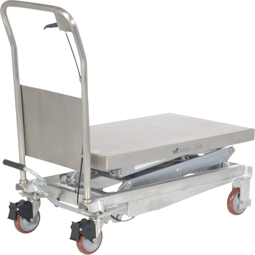 Manual Hydraulic Scissor Lift Table, 35-1/2" L x 20" W, Partial Stainless Steel, 800 lbs. Capacity Distribution Jean Lapalme