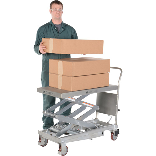 Manual Hydraulic Scissor Lift Table, 35-1/2" L x 20" W, Partial Stainless Steel, 800 lbs. Capacity Distribution Jean Lapalme