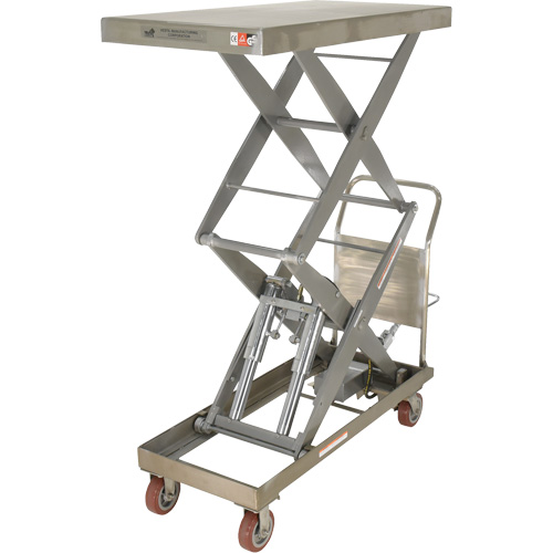 Manual Hydraulic Scissor Lift Table, 47-1/2" L x 24" W, Partial Stainless Steel, 1500 lbs. Capacity Distribution Jean Lapalme