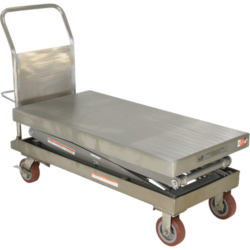 Manual Hydraulic Scissor Lift Table, 47-1/2" L x 24" W, Partial Stainless Steel, 1500 lbs. Capacity Distribution Jean Lapalme