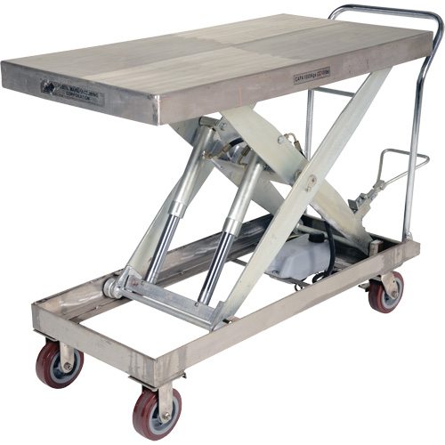 Manual Hydraulic Scissor Lift Table, 47" L x 24" W, Partial Stainless Steel, 2000 lbs. Capacity Distribution Jean Lapalme