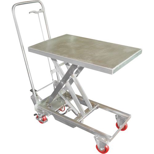 Table &eacute;l&eacute;vatrice hydraulique manuelle &agrave; ciseaux, 27-1/2" lo x 17-3/4" la, Acier inoxydable, Capacit&eacute; 200 lb Distribution Jean Lapalme