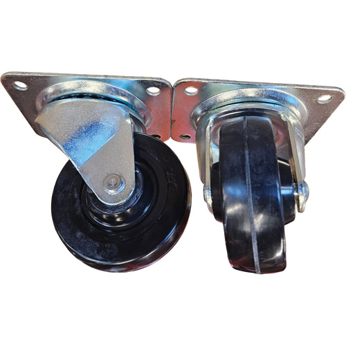 Plate Caster, Swivel, 4" (101.6 mm), Rubber, 225 lbs. (102 kg.) Distribution Jean Lapalme