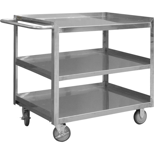 Industrial Grade Shelf Cart, 3 Tiers, 30-1/8" W x 35" H x 66" D, 1200 lbs. Capacity Distribution Jean Lapalme