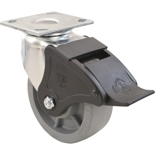 Emaxx Caster, Swivel with Brake, 4" (101.6 mm), Envirothane, 1000 lbs. (453.6 kg.) Distribution Jean Lapalme