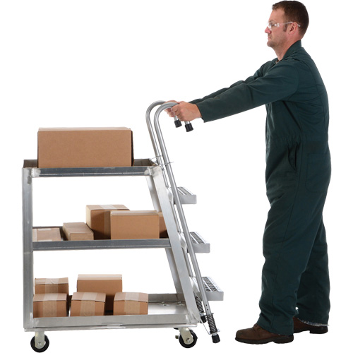 Chariot de pr&eacute;l&egrave;vement de stock, Aluminium, 21-7/8" la x 40" p, 3 tablettes, Capacit&eacute; 660 lb Distribution Jean Lapalme