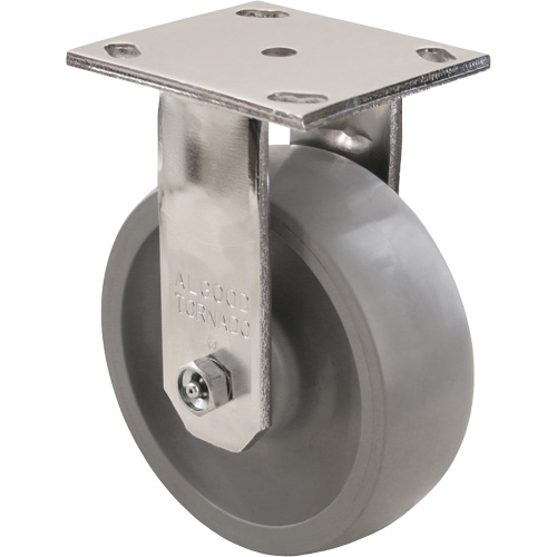 Max9 Caster, Rigid with Brake, 6" (152.4 mm), Envirothane Grey-WOW, 1100 lbs. (498.95 kg.) Distribution Jean Lapalme
