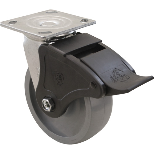 Max9 Caster, Swivel, 6" (152.4 mm), Envirothane Grey-WOW, 1100 lbs. (498.95 kg.) Distribution Jean Lapalme