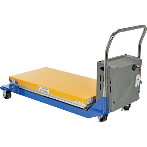 Table &eacute;l&eacute;vatrice aliment&eacute;e c. c. et manuelle &agrave; ciseaux, Acier, 48" lo x 24" la, Capacit&eacute; 1000 lb Distribution Jean Lapalme