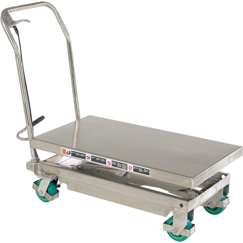 Manual Hydraulic Scissor Lift Table, 36-1/4" L x 19-3/8" W, Stainless Steel, 600 lbs. Capacity Distribution Jean Lapalme