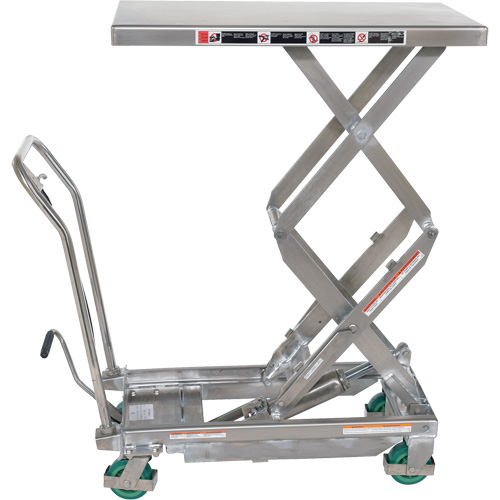 Manual Hydraulic Scissor Lift Table, 36-1/4" L x 19-3/8" W, Stainless Steel, 600 lbs. Capacity Distribution Jean Lapalme