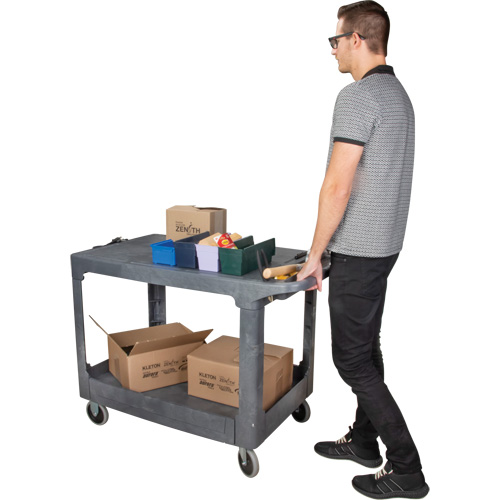 Chariot utilitaire pour l'entretien avec tablette plate, 2 tiers, 25-1/4" x 32-1/4" x 44", Capacit&eacute; 550 lb Distribution Jean Lapalme