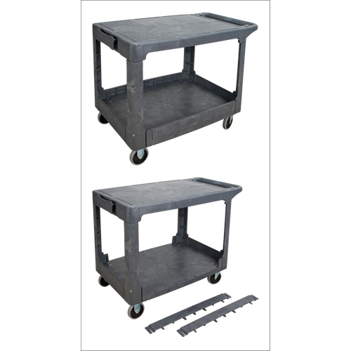 Chariot utilitaire pour l'entretien avec tablette plate, 2 tiers, 25-1/4" x 32-1/4" x 44", Capacit&eacute; 550 lb Distribution Jean Lapalme
