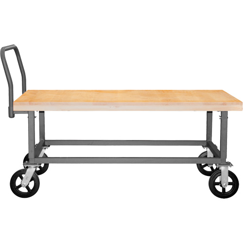 Chariot &agrave; plateforme ajustable en bois, 48" lo x 24" la, Capacit&eacute; de 1800 lb, Roues en Caoutchouc moul&eacute; Distribution Jean Lapalme