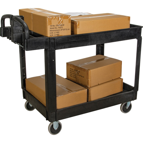 Utility Cart, 2 Tiers, 25-5/8" x 33-1/2" x 43-3/4", 550 lbs. Capacity Distribution Jean Lapalme