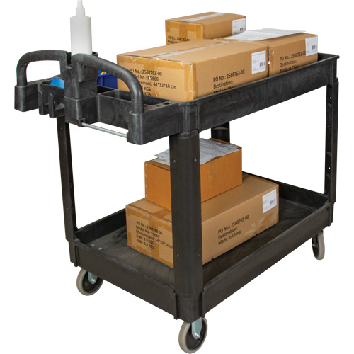 Utility Cart, 2 Tiers, 25-5/8" x 33-1/2" x 43-3/4", 550 lbs. Capacity Distribution Jean Lapalme