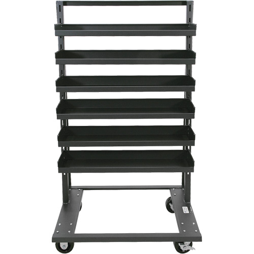 Chariot &agrave; cadre en A robuste &agrave; un c&ocirc;t&eacute; avec 6 plateaux &agrave; rebords, 38" x 25" x 63", Capacit&eacute; 2500 lb Distribution Jean Lapalme