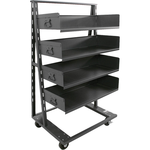 Chariot &agrave; cadre en A robuste &agrave; un c&ocirc;t&eacute; avec 4 grands plateaux, 38" x 25" x 63", Capacit&eacute; 2500 lb Distribution Jean Lapalme