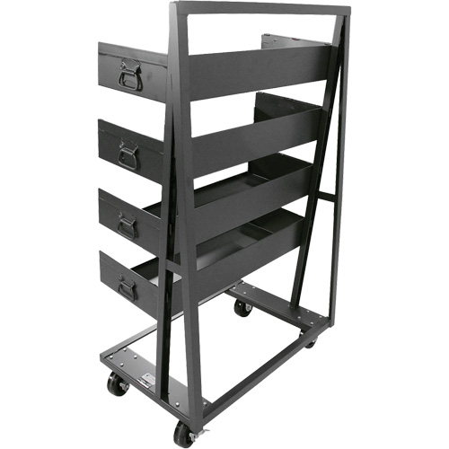 Chariot &agrave; cadre en A robuste &agrave; un c&ocirc;t&eacute; avec 4 grands plateaux, 38" x 25" x 63", Capacit&eacute; 2500 lb Distribution Jean Lapalme