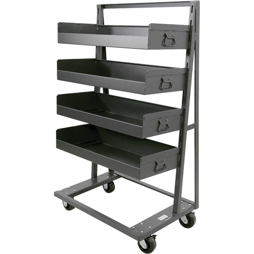 Single-Sided Heavy Duty A-Frame Cart with 4 Large Lipped Trays, 38" x 25" x 63", 2500 lbs. Capacity Distribution Jean Lapalme