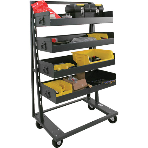 Single-Sided Heavy Duty A-Frame Cart with 4 Large Lipped Trays, 38" x 25" x 63", 2500 lbs. Capacity Distribution Jean Lapalme