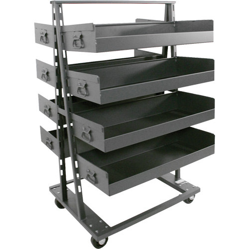 Double-Sided Heavy Duty A-Frame Cart with 8 Large Lipped Trays, 38" x 30" x 63", 2500 lbs. Capacity Distribution Jean Lapalme