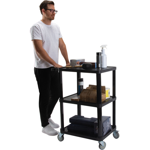Utility Cart with Flat Shelf, 3 Tiers, 18-1/8" x 37-3/8" x 27-3/4", 330 lbs. Capacity Distribution Jean Lapalme