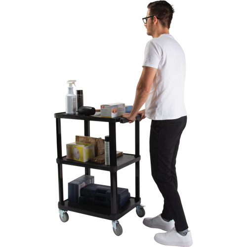 Utility Cart with Flat Shelf, 3 Tiers, 18-1/8" x 37-3/8" x 27-3/4", 330 lbs. Capacity Distribution Jean Lapalme