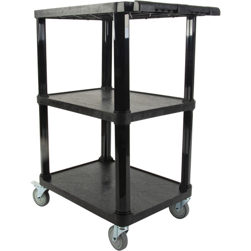 Utility Cart with Flat Shelf, 3 Tiers, 18-1/8" x 37-3/8" x 27-3/4", 330 lbs. Capacity Distribution Jean Lapalme