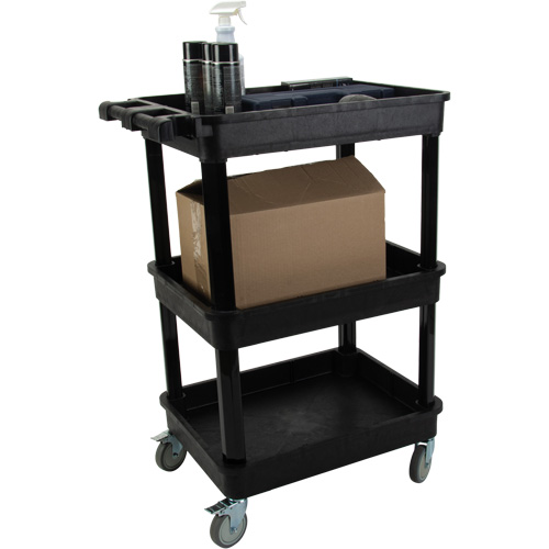 Utility Cart with Deep Lip Shelf, 3 Tiers, 19" x 39-1/2" x 28-1/4", 330 lbs. Capacity Distribution Jean Lapalme