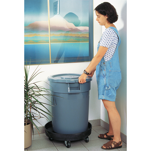 Socle roulant pour contenant &agrave; d&eacute;chets, Poly&eacute;thyl&egrave;ne, Noir Distribution Jean Lapalme