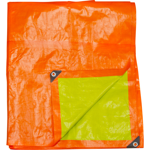 High-Visibility Heavy-Duty Woven Tarp, Polyethylene, Green/Orange, 16' x 20' x 12 mils Distribution Jean Lapalme