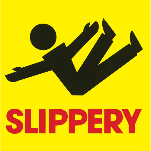 C&ocirc;nes de d&eacute;viation - &eacute;tiquettes de message  Slippery , Adh&eacute;sif, Anglais avec pictogramme Distribution Jean Lapalme