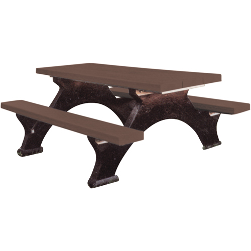 Tables de pique-nique en plastique recycl&eacute;, 8' lo x 62-1/4" la, Brun Distribution Jean Lapalme