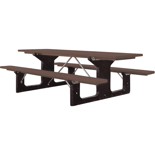 Recycled Plastic Picnic Tables, 6' L x 61-1/2" W, Brown Distribution Jean Lapalme