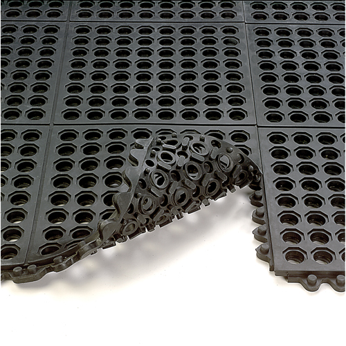 24/Seven&reg; Matting, Rubber, 3' W x 3' L, 5/8" Thick, Black Distribution Jean Lapalme