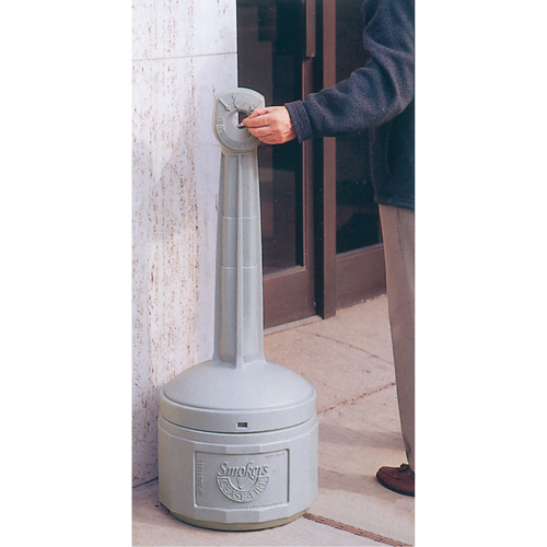 Smokers Cease-Fire&reg; Cigarette Butt Receptacle, Free-Standing, Plastic, 4 US gal. Capacity, 38-1/2" Height Distribution Jean Lapalme